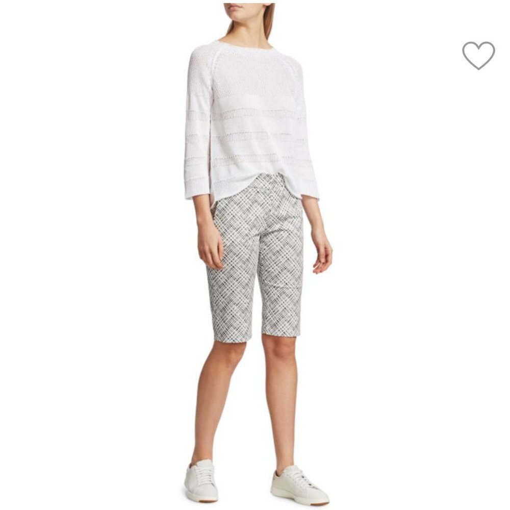 Piazza Sempione Black & White Micro Check Print Bermuda Shorts Size Medium / 6